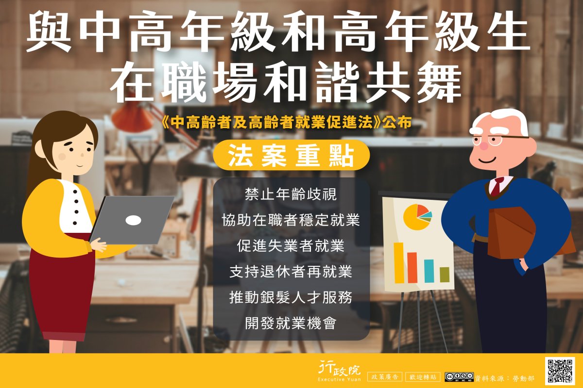 行政院「中高齡者及高齡者就業促進法」廣告