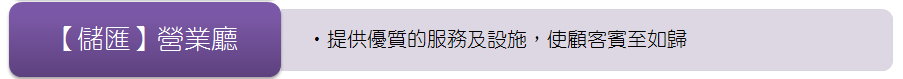 儲匯營業廳--提供優質的服務及設施，使顧客賓至如歸