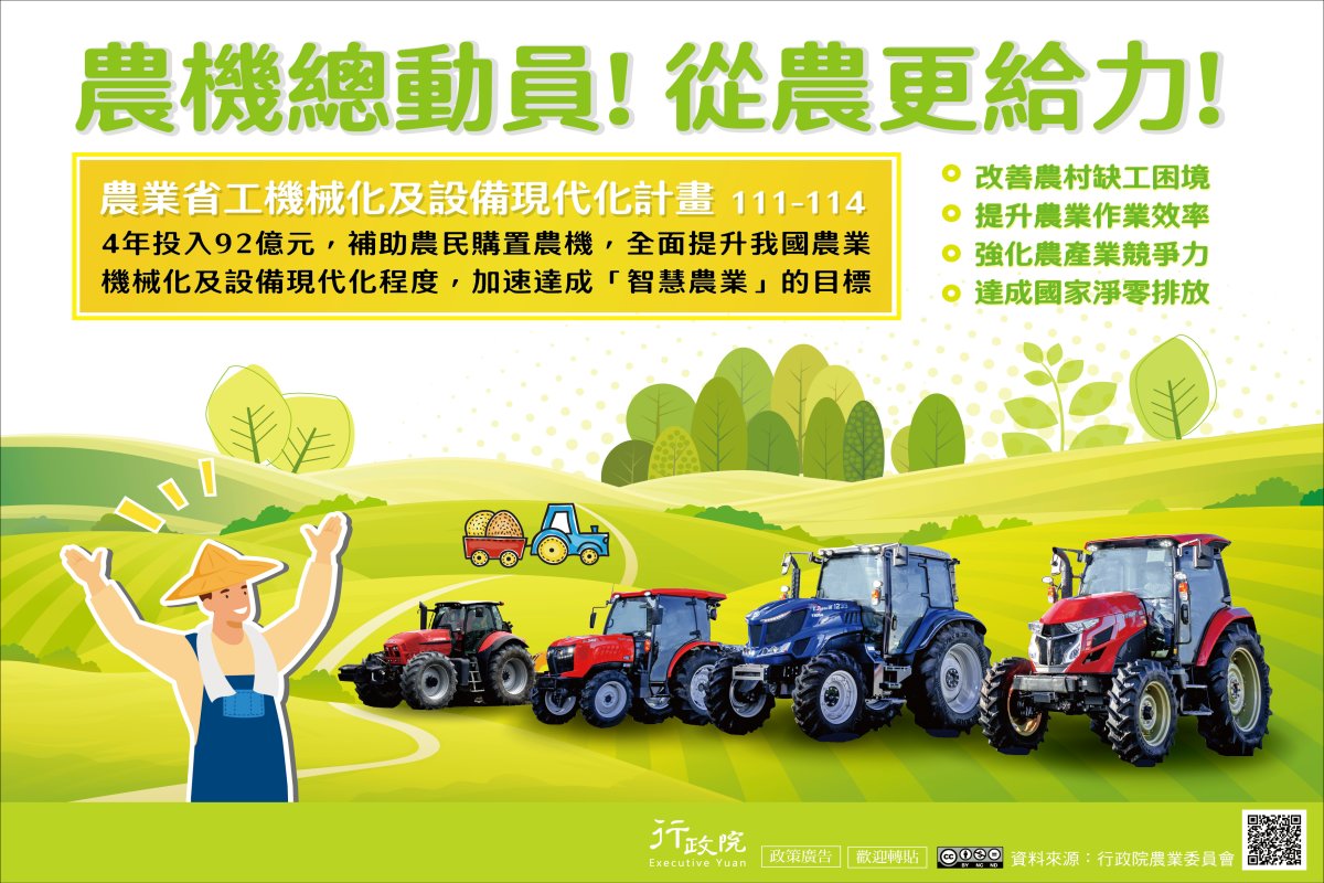 行政院「農業省工機械化與設備現代化」廣告