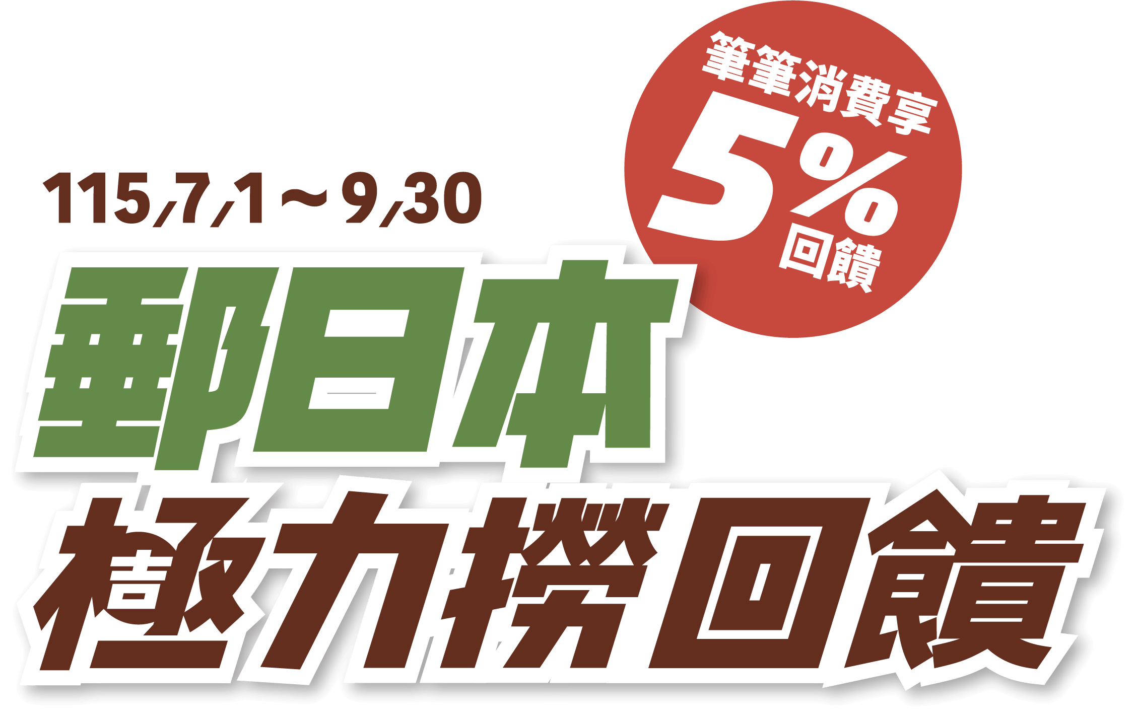 115/7/1～9/30 郵日本 極力撈回饋 筆筆消費享 5% 回饋