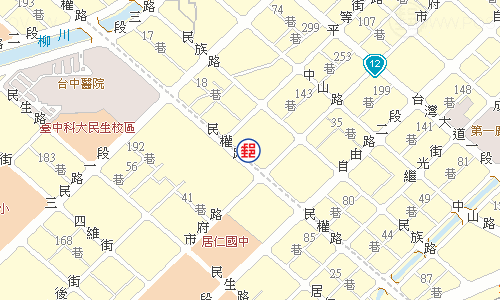 地圖-臺中民權路郵局