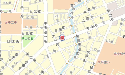臺中五權路郵局電子地圖
