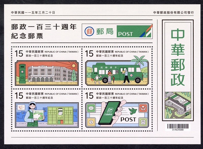 130th Anniversary of the Chinese Postal Service Commemorative Souvenir Sheet