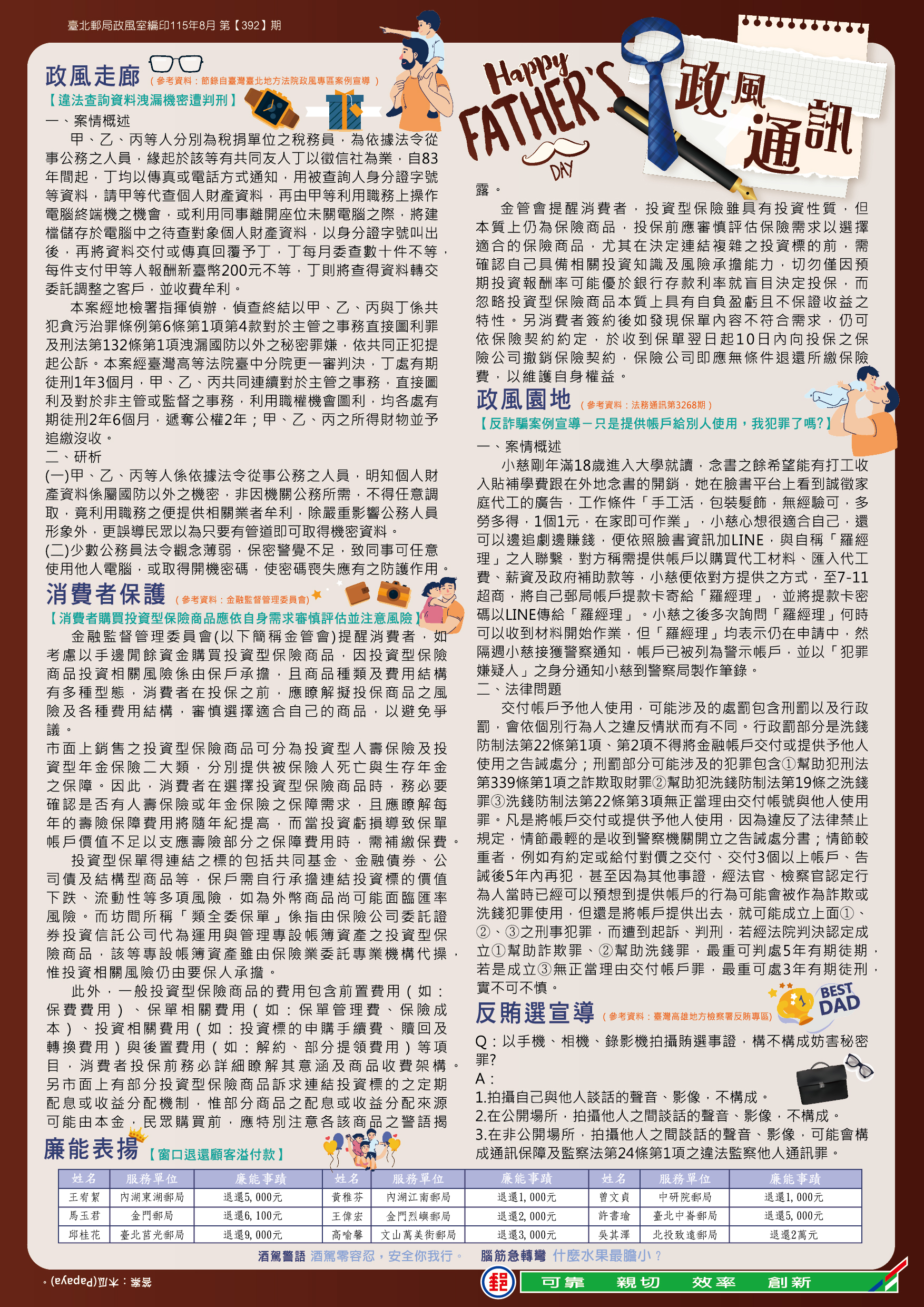 政風通訊 115年8月 第392期