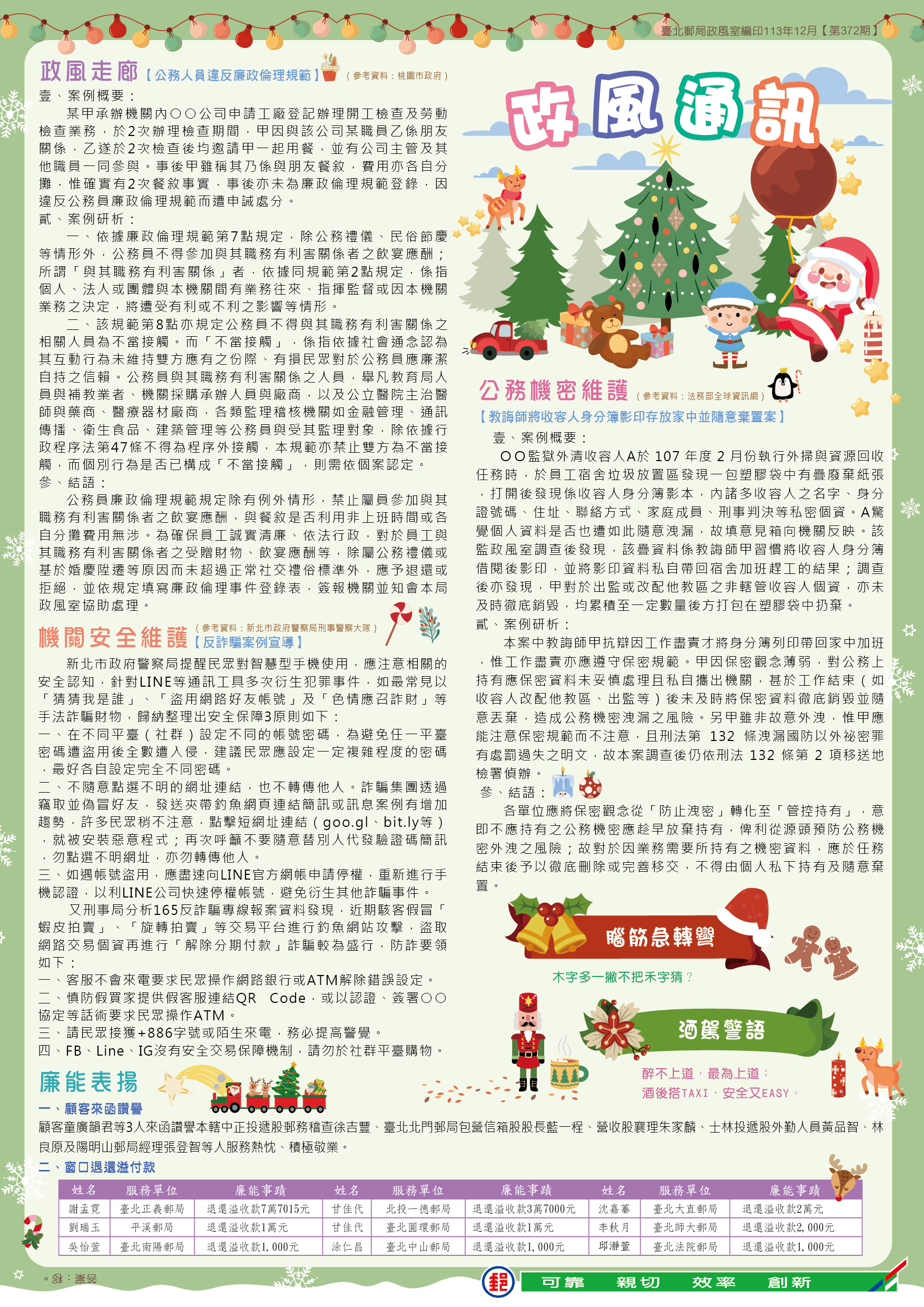 政風通訊 113年12月 第372期