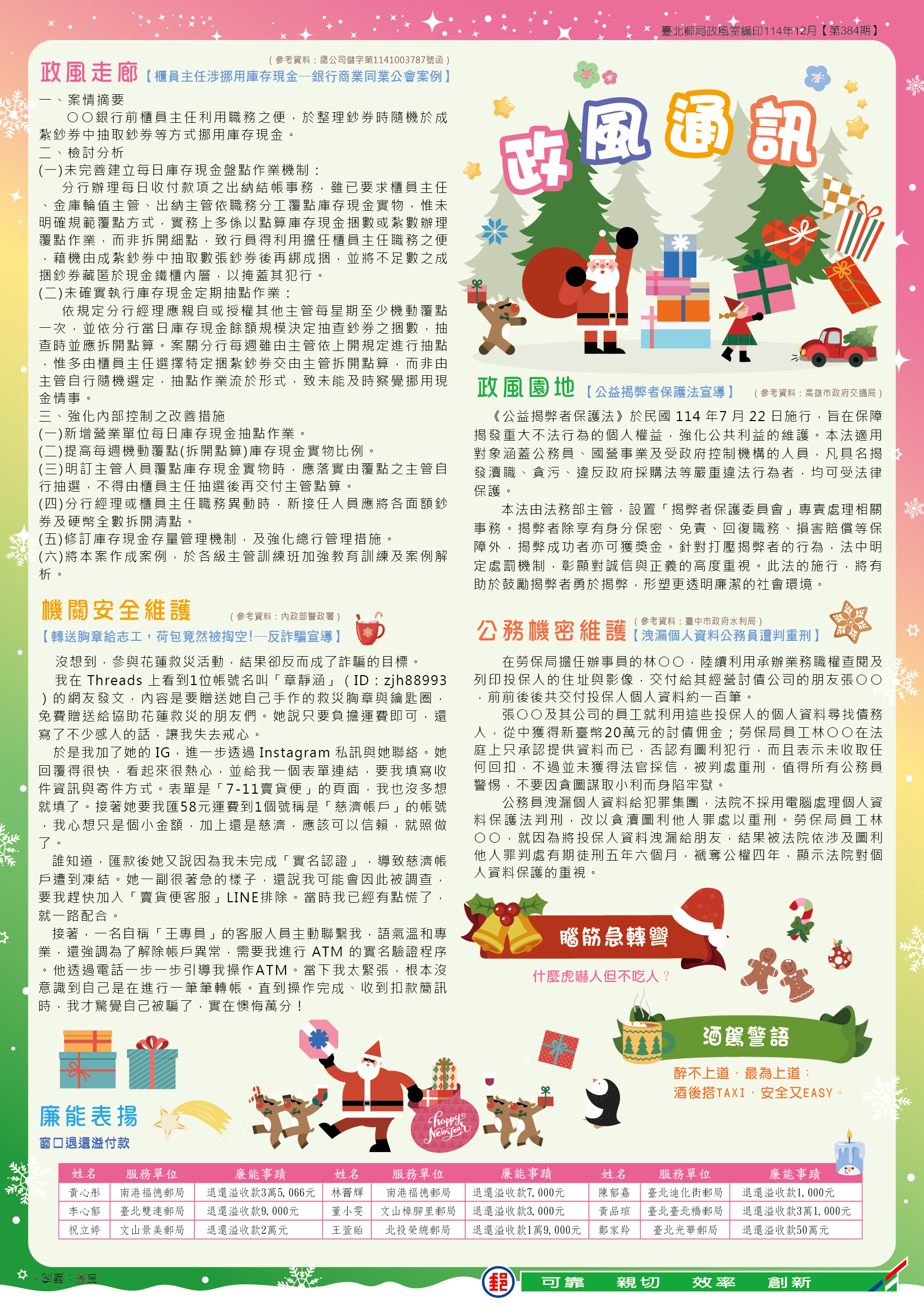 政風通訊 114年12月 第384期