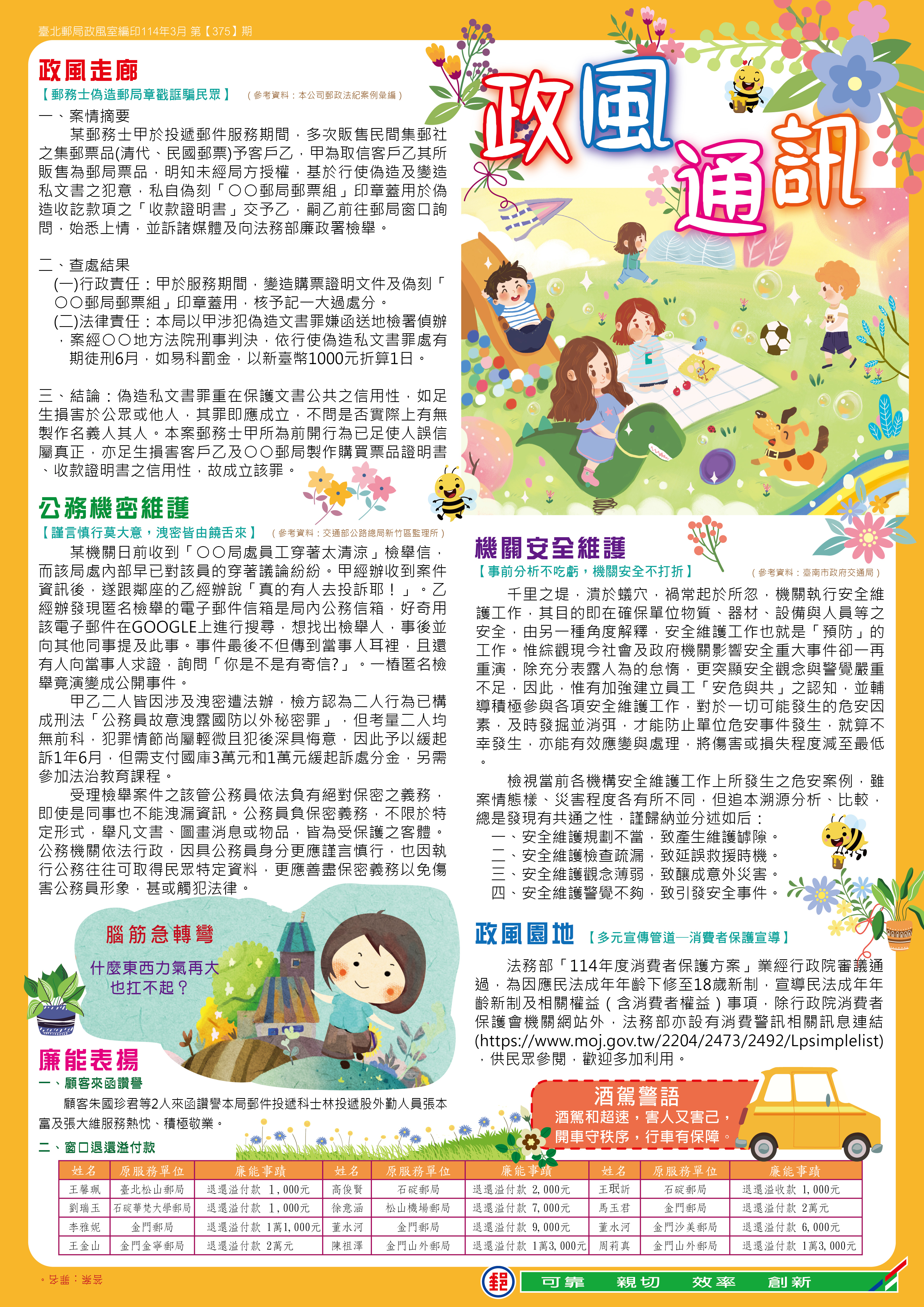 政風通訊 114年3月 第375期