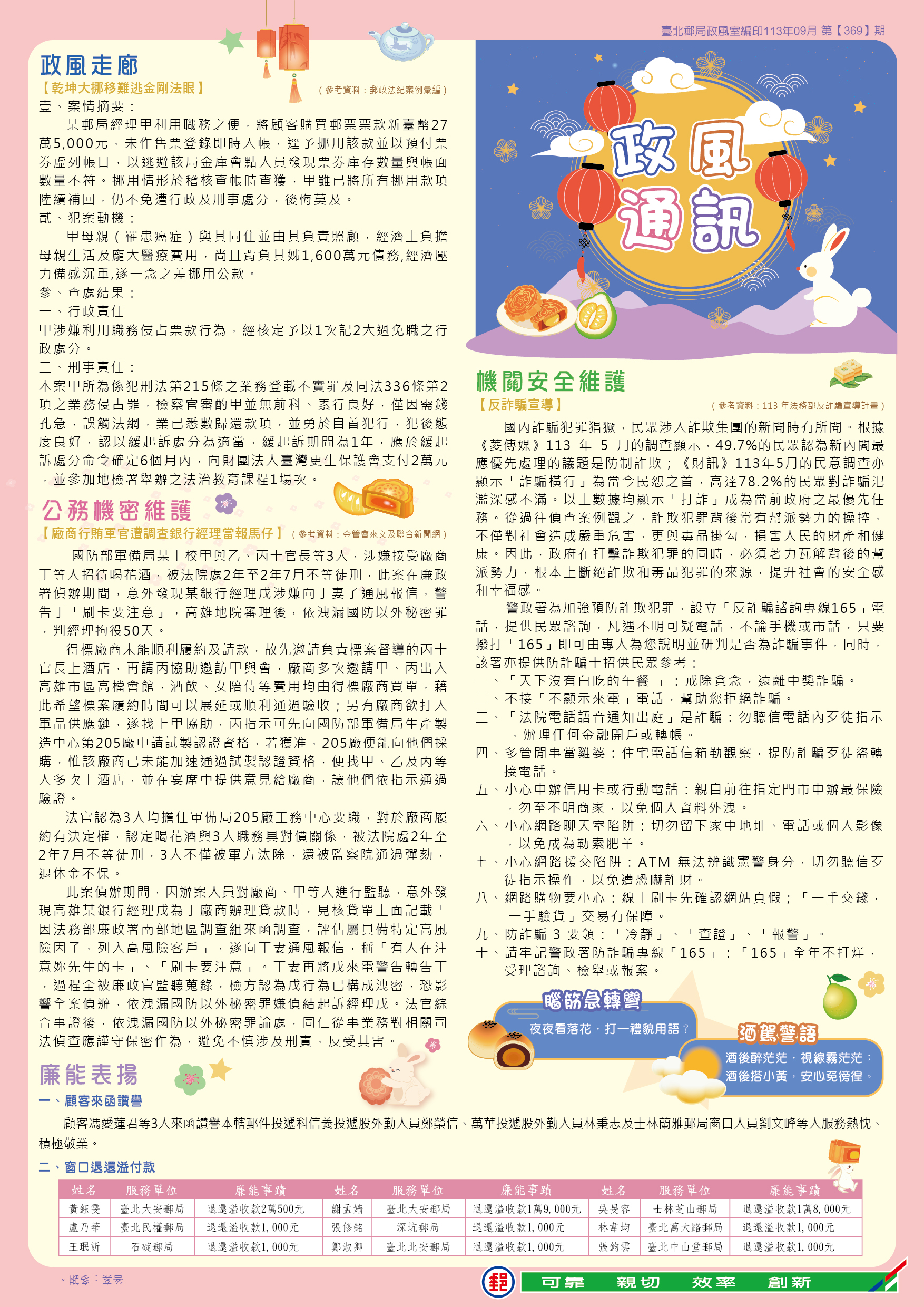 政風通訊 113年9月 第369期
