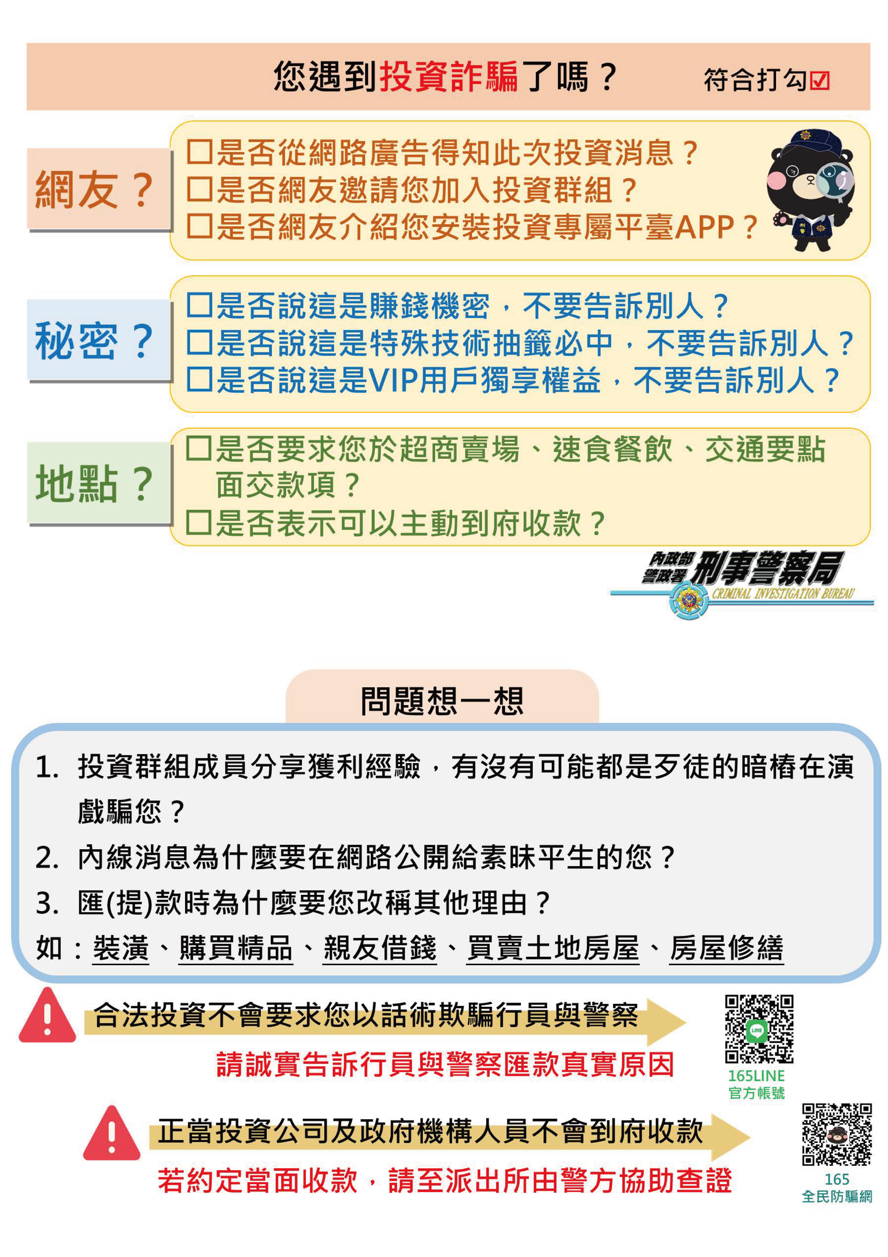 假投資自我檢核三步驟小卡