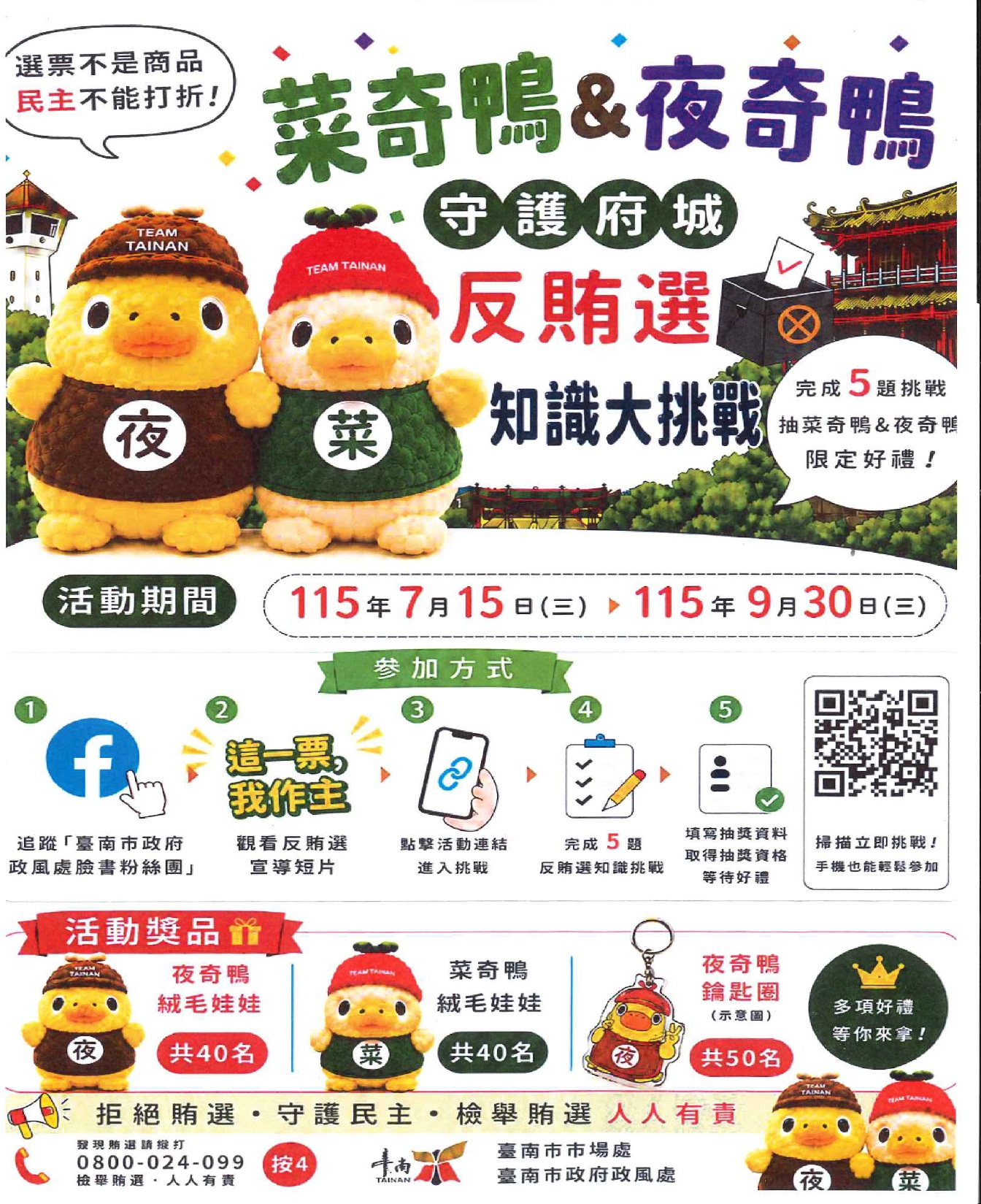 菜奇鴨＆夜奇鴨守護府城．反賄選知識大挑戰
